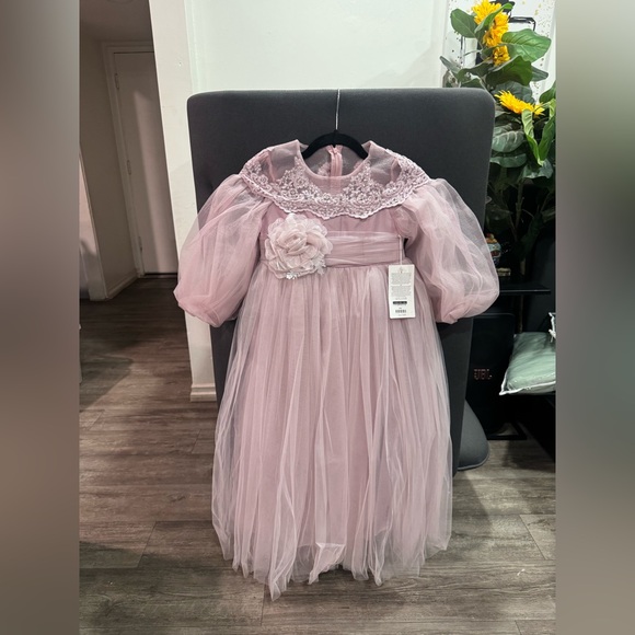 PINK GIRL Elegant Pink Tulle Dress for Girls - Picture 3 of 10